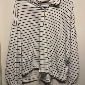 Old Navy Cream and Black Striped Hoodie
